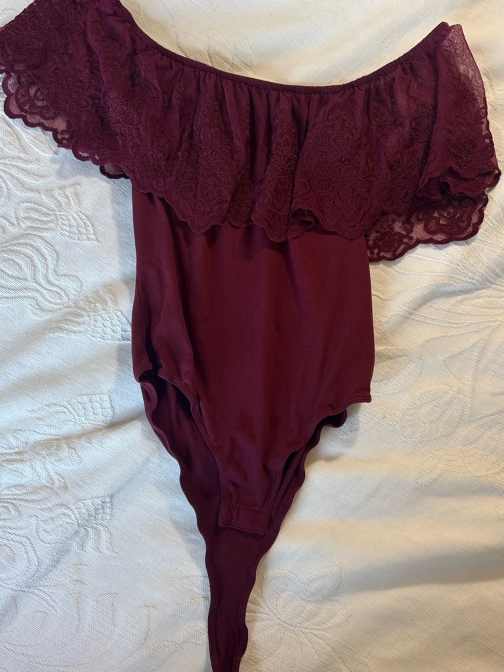 Burgundy laced bodysuit